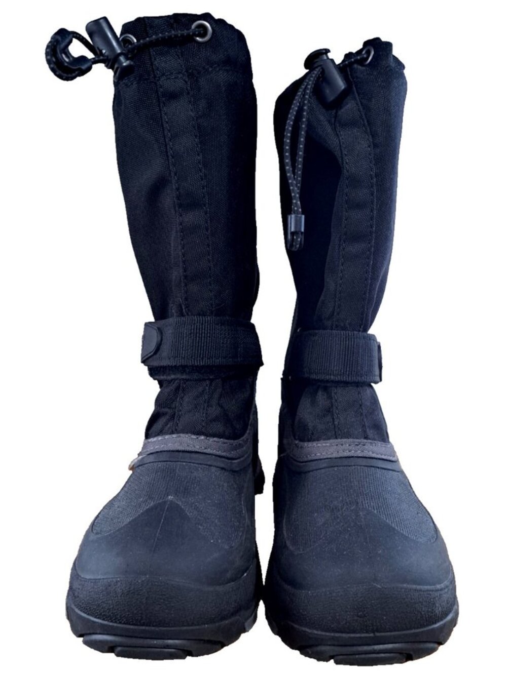 Kamik Boy's US 5 Slip-On Black Snow Boots Drawstring/Hook & Loop Closures